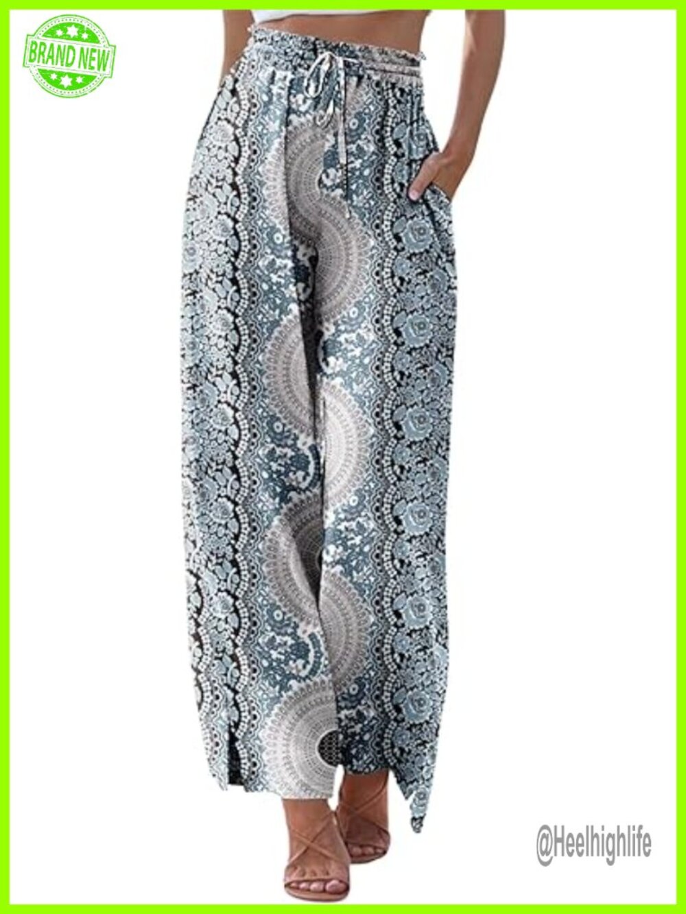 Wide Leg Palazzo Lounge Pants with Pockets Drawstring Elastic Waist